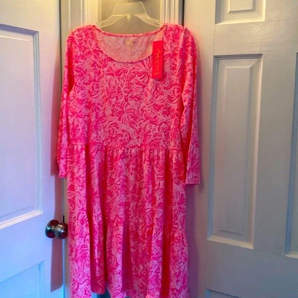 fitted lace wedding dress This Is It Fuchsia Eyelet Swing Dress – Shop the Mint main image 0